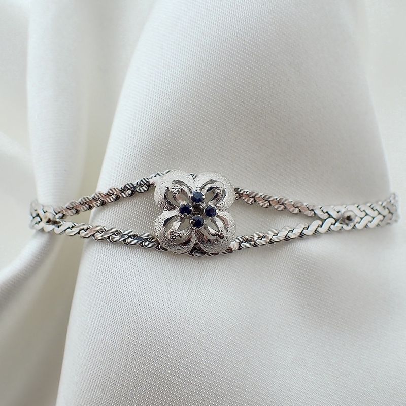 Image 3 of Exclusive white gold bracelet with sapphire | 18.5 cm