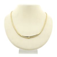 Two-tone gold necklace with a fixed pendant and a 0.03 ct. diamond | 43.5 cm