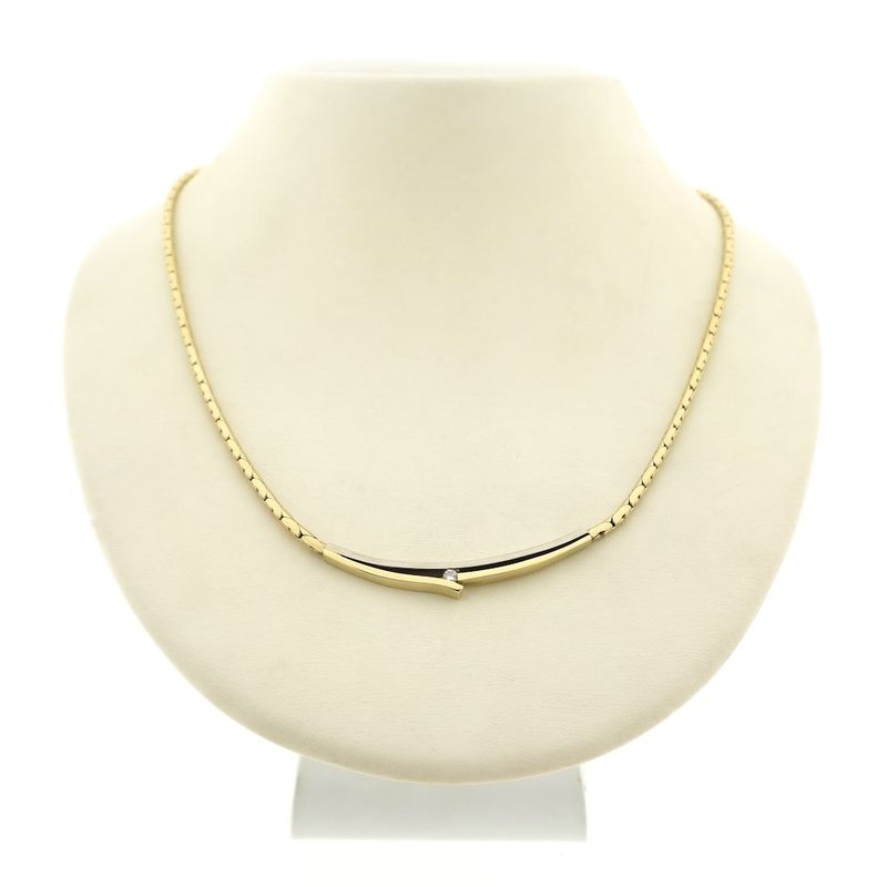 Image 1 of Two-tone gold necklace with a fixed pendant and a 0.03 ct. diamond | 43.5 cm