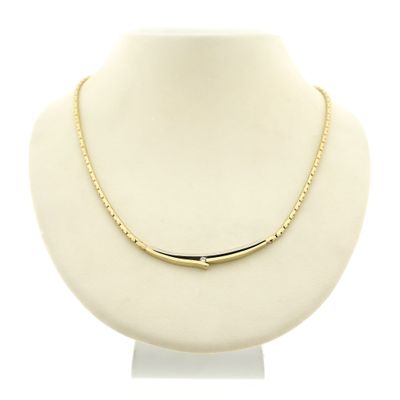 Two-tone gold necklace with a fixed pendant and a 0.03 ct. diamond | 43.5 cm Image 1 of Two-tone gold necklace with a fixed pendant and a 0.03 ct. diamond | 43.5 cm