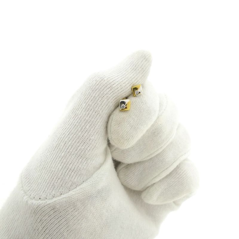 Image 11 of Bicolor gold stud earrings with zirconia