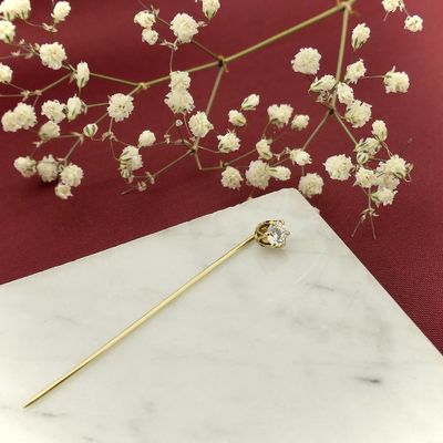 Image 2 of Gold lapel pin with zirconia