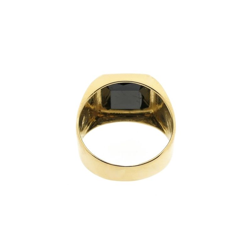 Image 3 of Gold men's signet ring with onyx; pinky ring