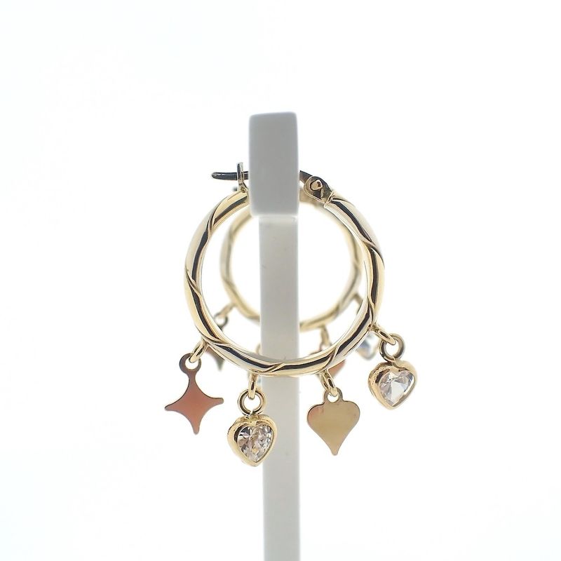 Image 5 of Two-tone gold earrings with charms and zirconia | Ø 23.0 mm