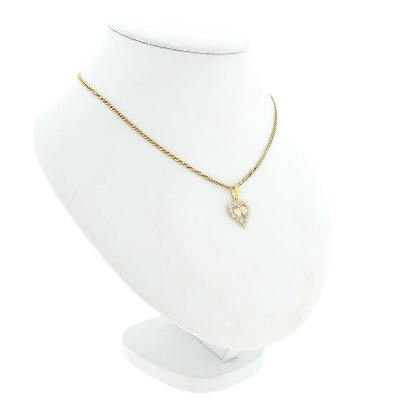 Image 4 of Two-tone gold heart pendant with zirconia