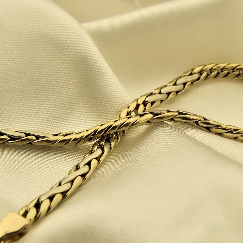 Image 2 of Two-tone gold gourmet link bracelet | 21 cm