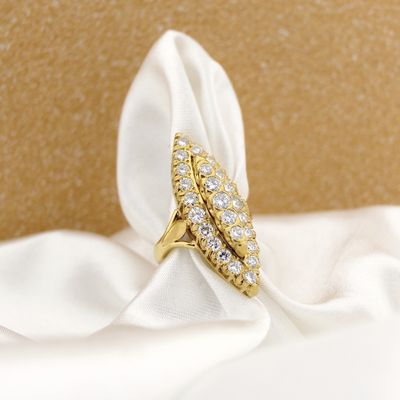 20 carat gold marquise ring with diamonds approx. 1.50 ct. Image 2 of 20 carat gold marquise ring with diamonds approx. 1.50 ct.