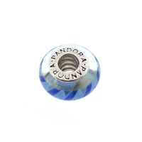 Pandora charm; Silver; Blue Stripes