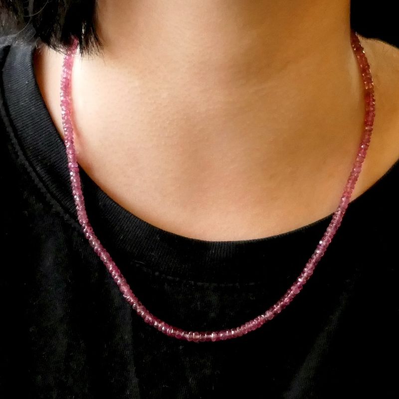 Image 10 of 9K Pink Tourmaline Bead Necklace | 45cm