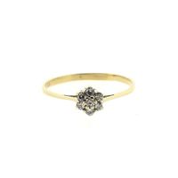 Gold entourage ring with diamonds; 0.105 ct.