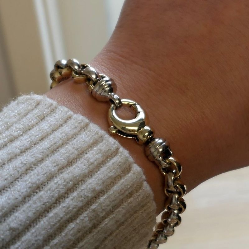 Image 7 of Two-tone gold jasseron link bracelet