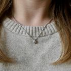 Image 13 of White gold Venetian chain with fixed pendant and diamond; 0.10 ct.