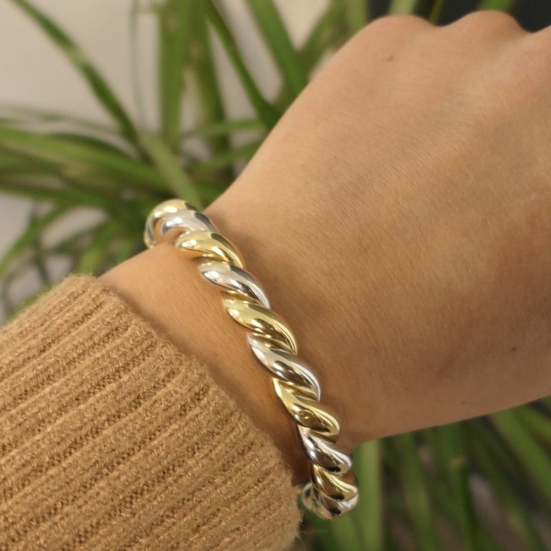 Image 6 of Two-tone gold twisted slave bracelet.