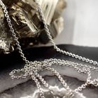 Image 2 of White gold thin anchor link necklace | 46 cm