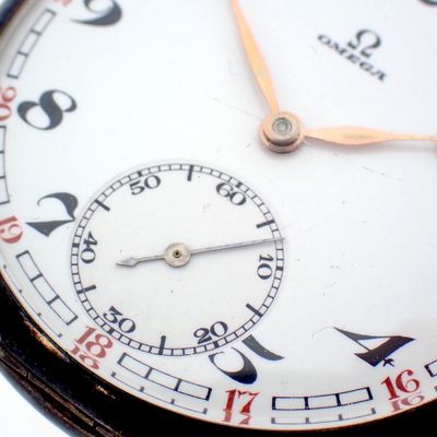 Image 2 of Omega pocket watch; antique silver pocket watch