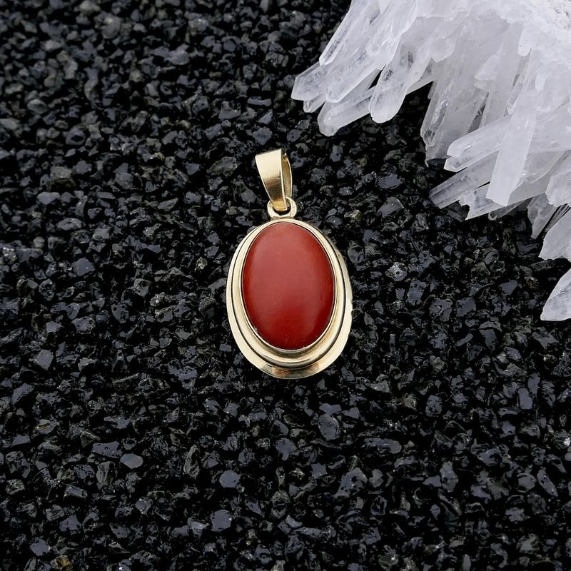 Image 2 of Antique gold pendant with blood coral.