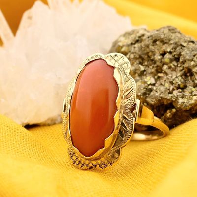 Image 2 of Gold Ring with Coral