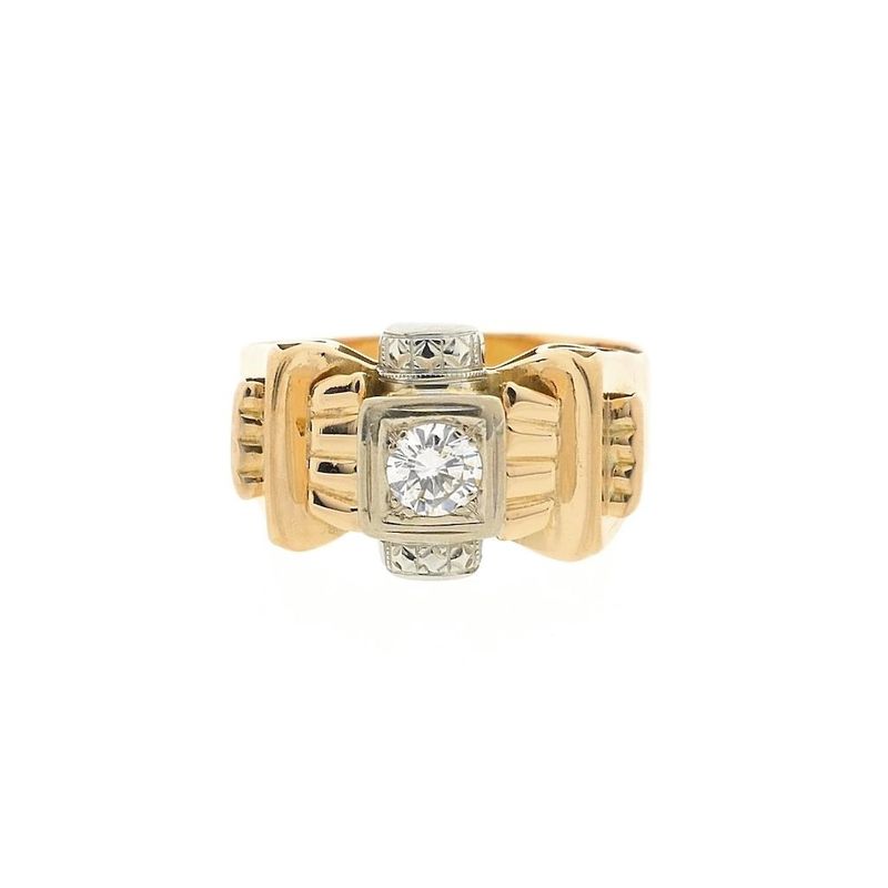 Image 3 of Vintage rose gold ring with diamond; 0.35 ct.