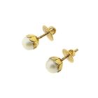 Image 8 of Vintage gold stud earrings with pearl