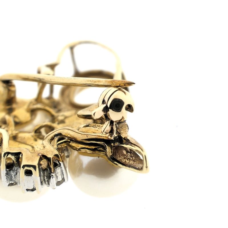 Image 5 of 8 carat abstract brooch with pearl and diamond 0.08 ct.