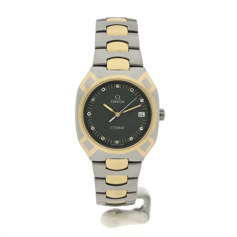 Image 21 of Omega Seamaster Polaris 'Titane' 396.0981; Unisex 18k gold/titanium watch with diamonds