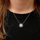 Image 13 of Gold anchor link necklace with fixed pendant; Starlight with zirconia