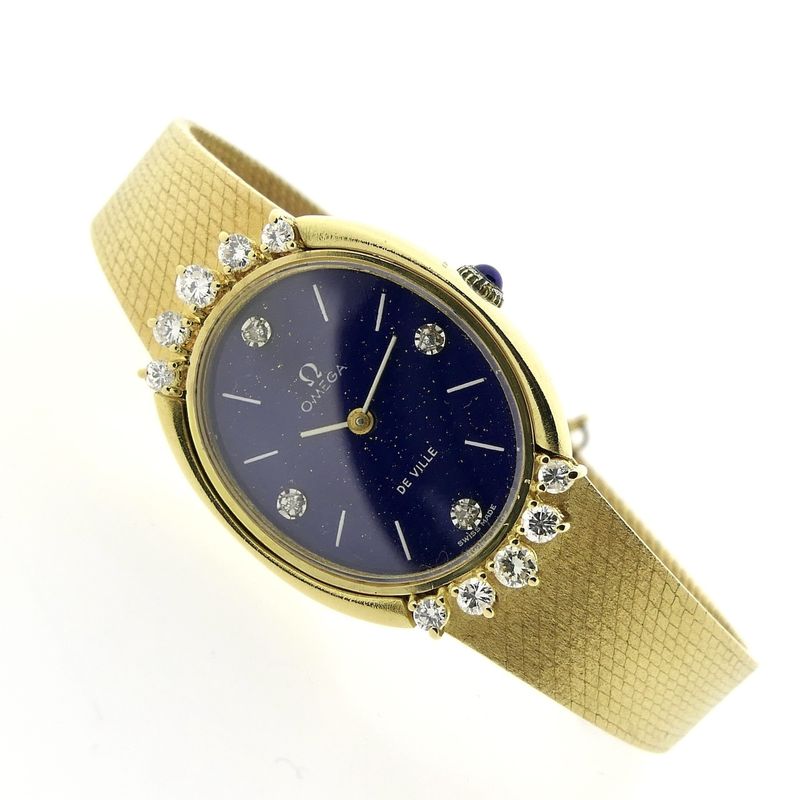 Image 6 of Omega Deville; 18k gold watch with lapis lazuli dial and diamonds