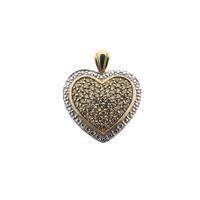 Two-tone gold heart pendant with fancy diamonds; 0.73 ct.