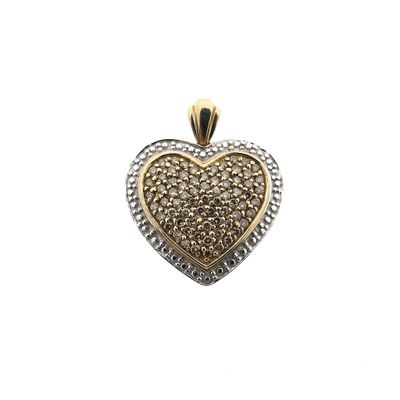Image 1 of Two-tone gold heart pendant with fancy diamonds; 0.73 ct.