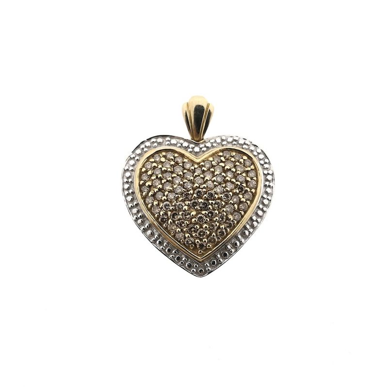 Image 1 of Two-tone gold heart pendant with fancy diamonds; 0.73 ct.