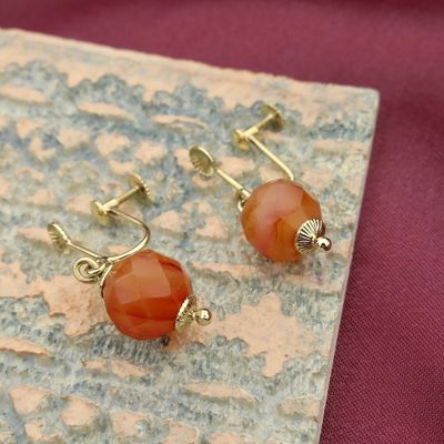 Image 1 of Vintage gold earrings with carnelian