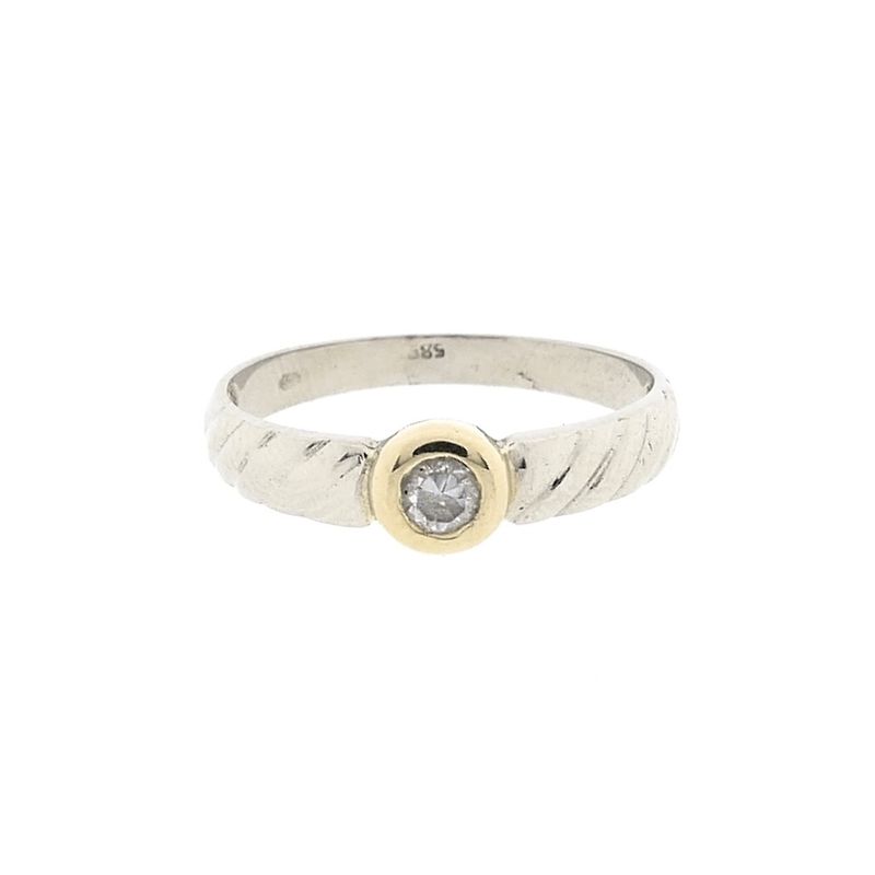 Image 4 of Two-tone gold solitaire ring with zirconia.
