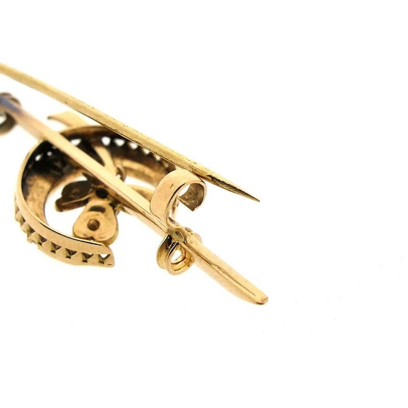 Image 5 of Vintage gold brooch with pearl and sapphire