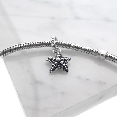 Image 2 of Pandora charm pendant; Silver; Sea star