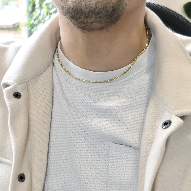 Image 4 of Gold flat gourmet link chain | 46 cm