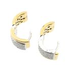 Image 6 of Two-tone gold hinged hoop earrings, pavé, with diamonds; approx. 0.51 ct.