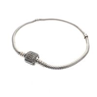 Pandora bracelet; Silver; Sparkling snake chain with pavé clasp | 19 cm
