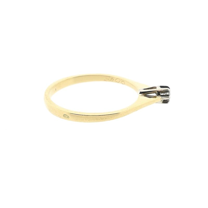Image 5 of Bicolor gold solitaire ring with diamond; 0.045 ct.
