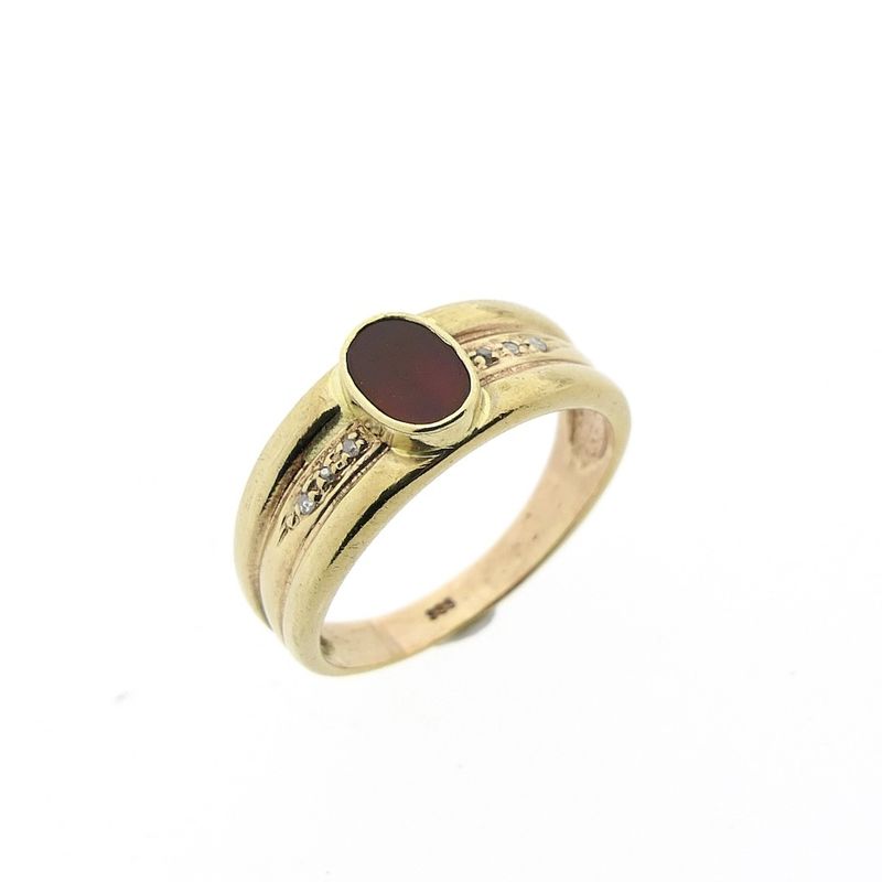 Image 1 of 8 carnelian and diamond ring | 0.03 ct.