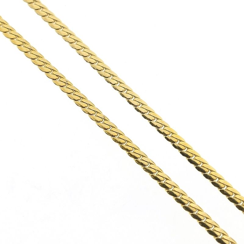 Image 3 of Gold flat gourmet link chain with fixed pendant and diamond