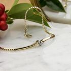 Image 8 of Two-tone gold women's bracelet with zirconia | 17.5 cm