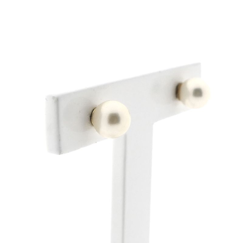 Image 3 of Gold stud earrings with cultured pearl
