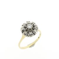 Two-tone gold entourage ring with diamond | 0.23 ct.