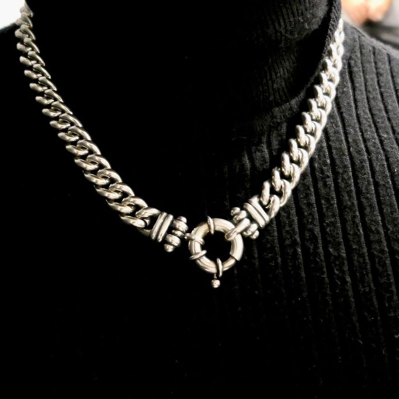 Image 9 of Silver robust gourmet link necklace