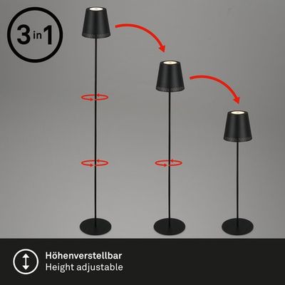 Afbeelding van BRILONER - KIKI - LED Vloerlamp op batterijen 3 in 1, traploos dimbaar, Touch, LED Vloerlamp Buiten,