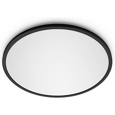 Afbeelding van Philips Superslim plafonnière - zwart - klein - warmwit licht - 15 W
