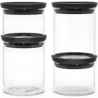 Brabantia Voorraadpotten - Stapelbaar - 2x 0.3 l & 2x 0.6 l - Dark Grey