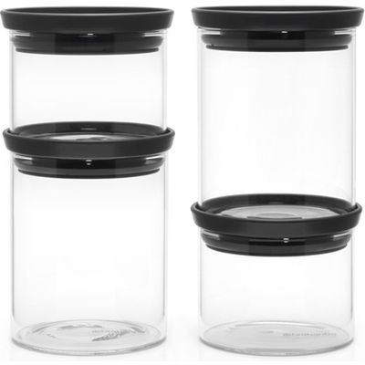 Afbeelding van Brabantia Voorraadpotten - Stapelbaar - 2x 0.3 l & 2x 0.6 l - Dark Grey