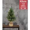 Afbeelding van Kleine volle kerstboom in jute zak 45 cm - Kunst kerstbomen / kunstbomen- Met 10 Lampjes - Op Batter