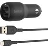 Afbeelding van Belkin autolader met 2 poorten - 2.4A - 24W - Zwart